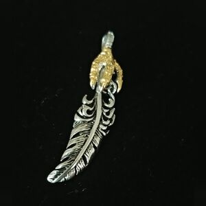 316L Silver and Gold Feather Pendant